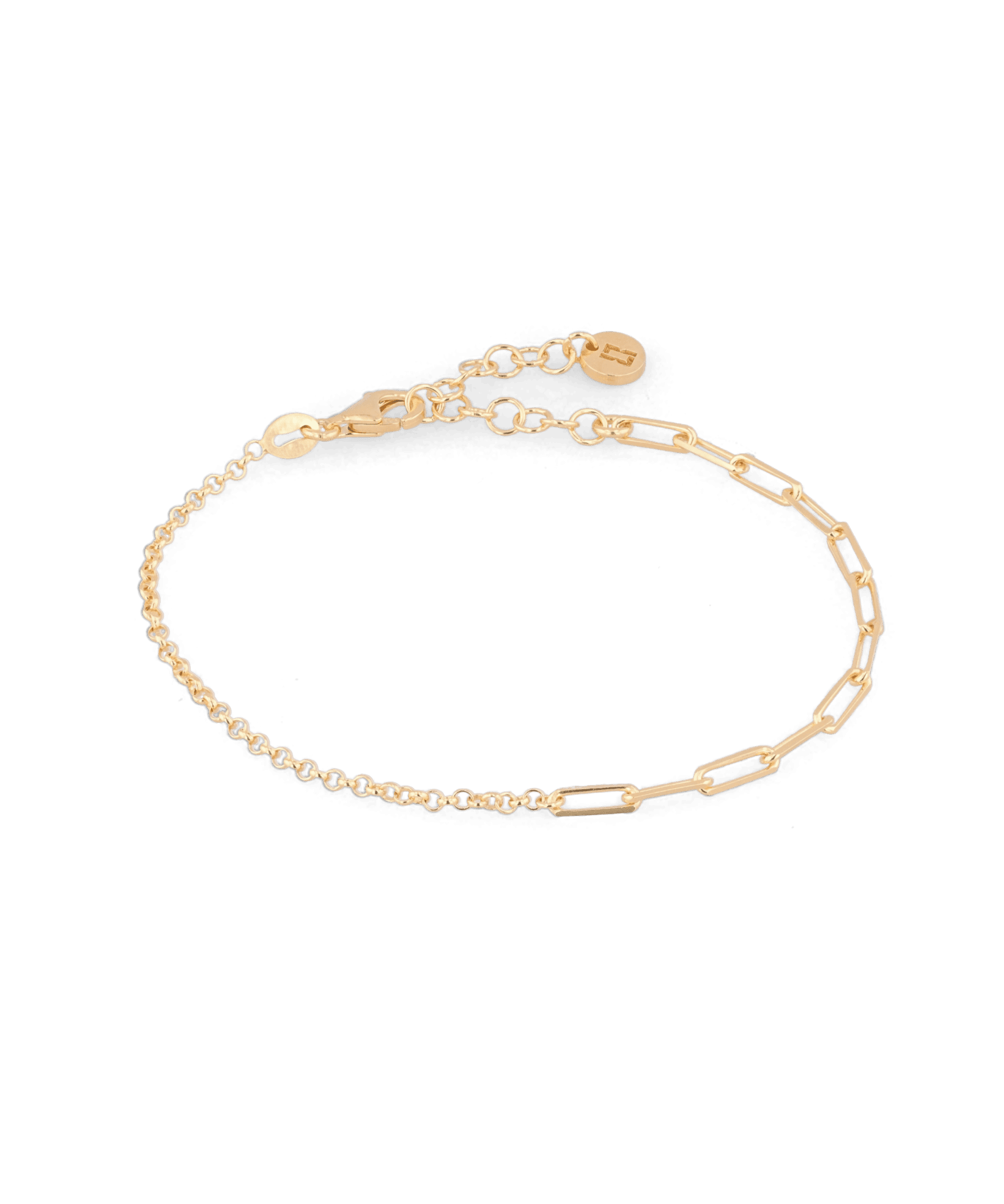 Verona Gold Mixed Link Bracelet by Lavana, with paperclip and Belcher links - 1