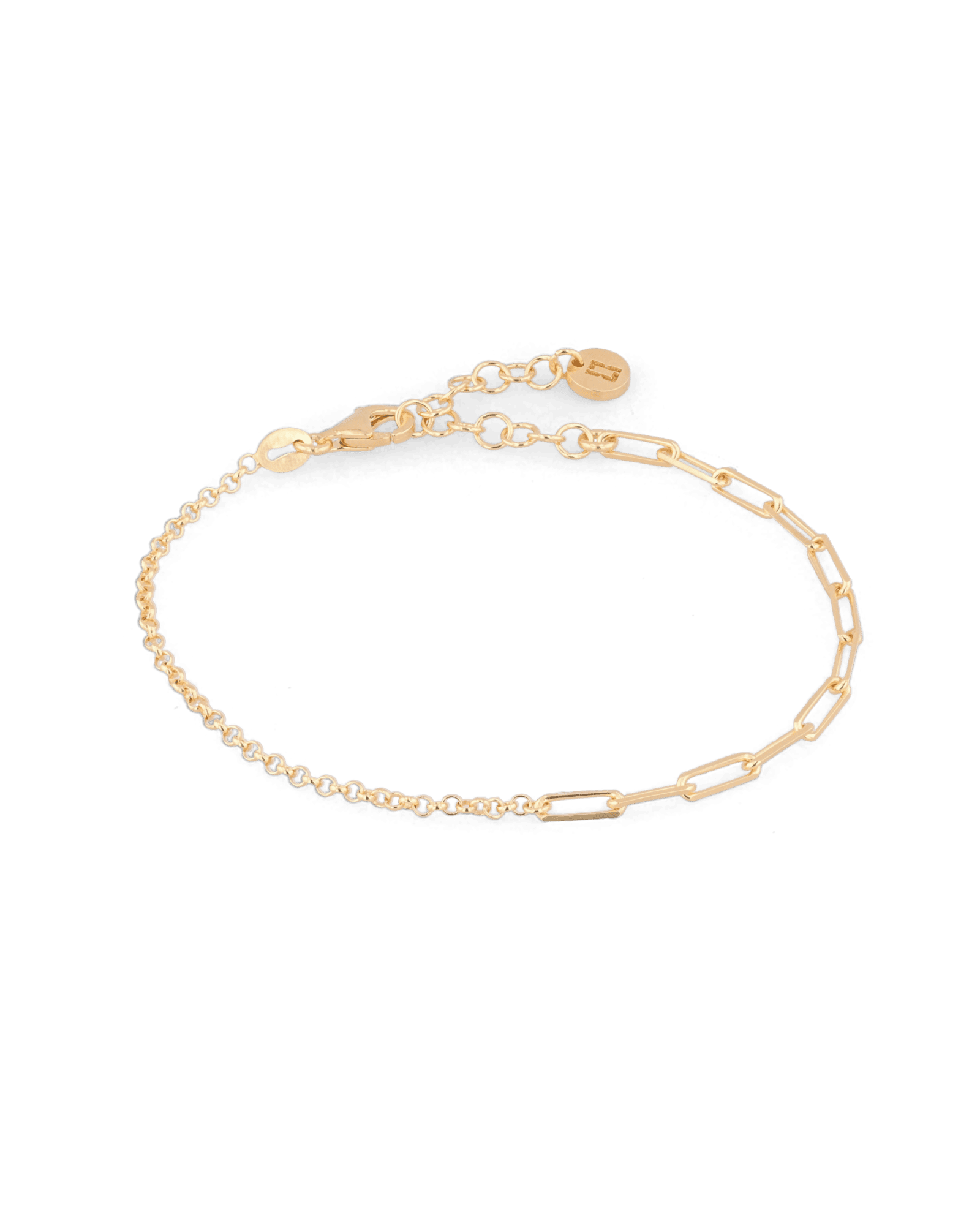 Verona Gold Mixed Link Bracelet by Lavana, with paperclip and Belcher links - 1