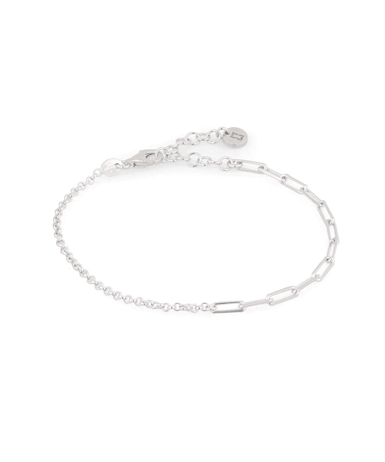 Verona Silver Mixed Link Bracelet by Lavana, with paperclip and Belcher links - 1