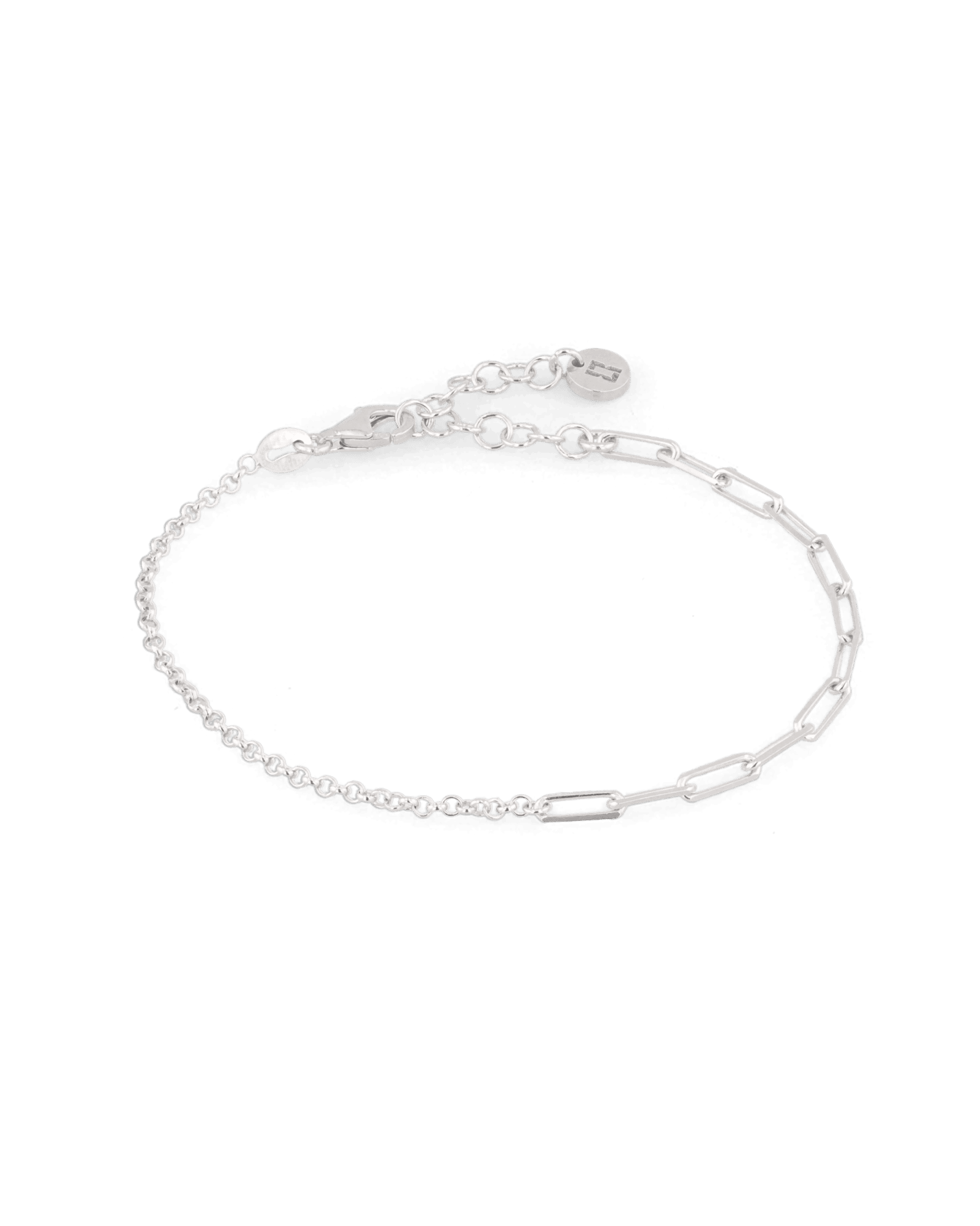 Verona Silver Mixed Link Bracelet by Lavana, with paperclip and Belcher links - 1