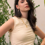 Vieste gold pearl hoop earrings by Lavana with rope hoop and freshwater pearl charm