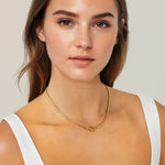 Vista Charm Gold Chain Necklace by Lavana, on model; chunky chain with front charm ring