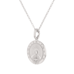 Voyage Compass Diamond Pendant by Lavana in rhodium plated sterling silver with polished compass face