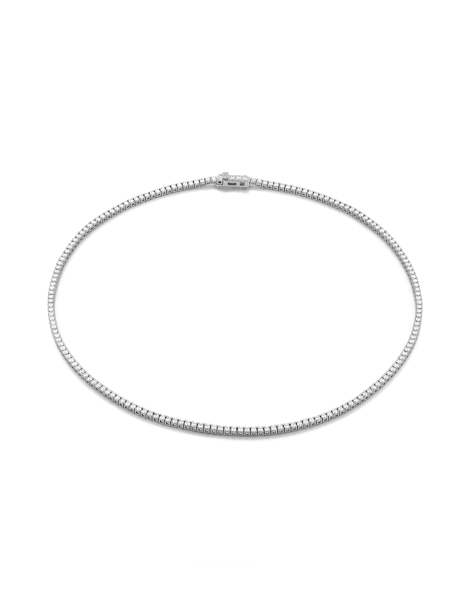 Wimbledon Silver Diamond Tennis Necklace by Lavana classic tennis style with a secure clasp 1