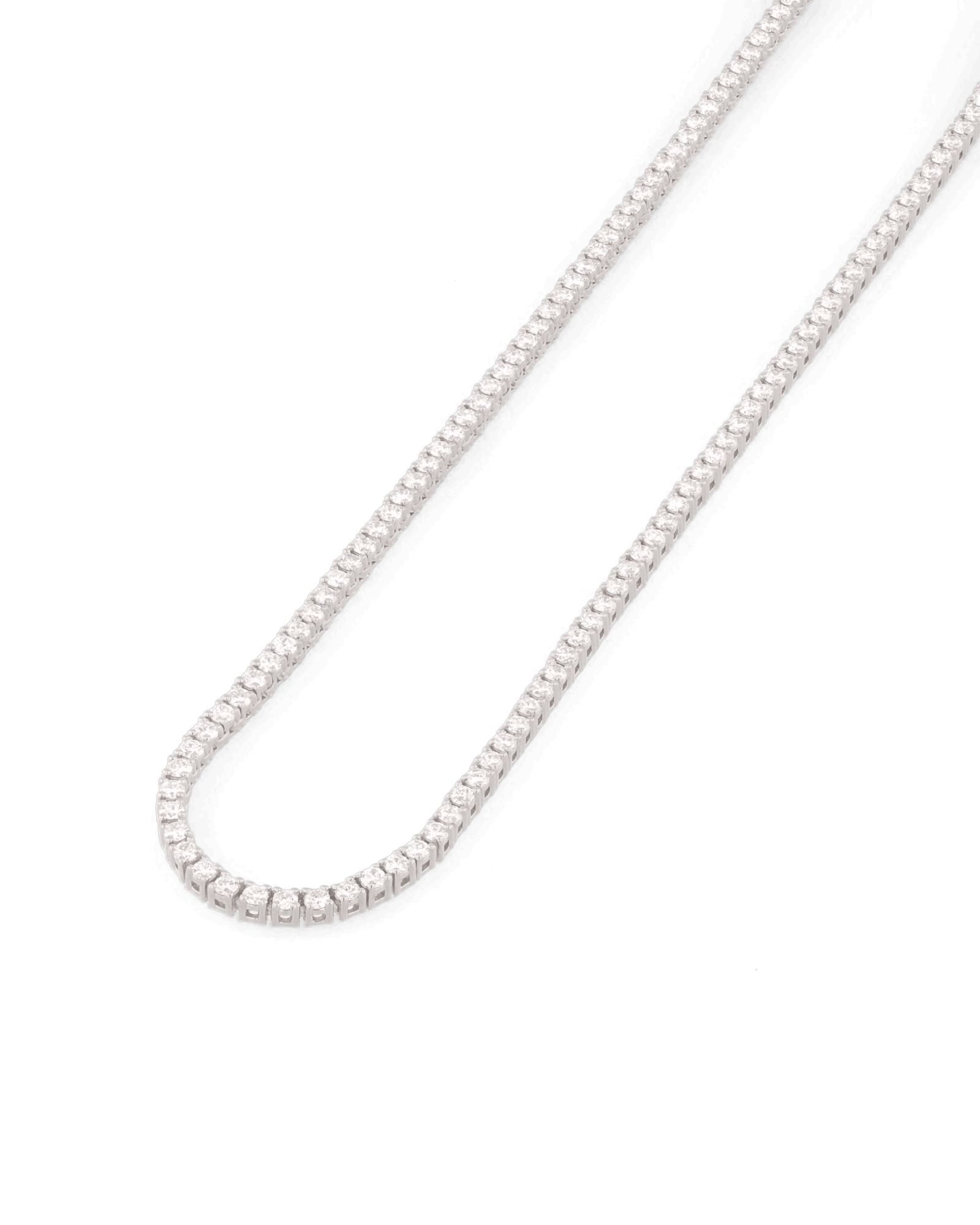 Wimbledon Silver Diamond Tennis Necklace by Lavana Classic Tennis Style with a Secure Clasp