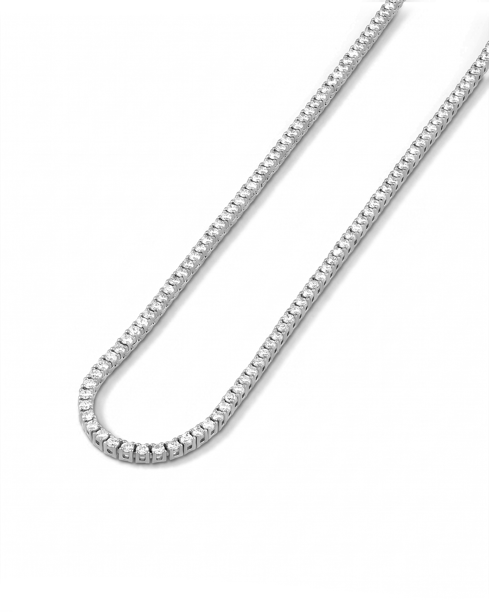 Wimbledon Silver Diamond Tennis Necklace by Lavana Classic Tennis Style with a Secure Clasp