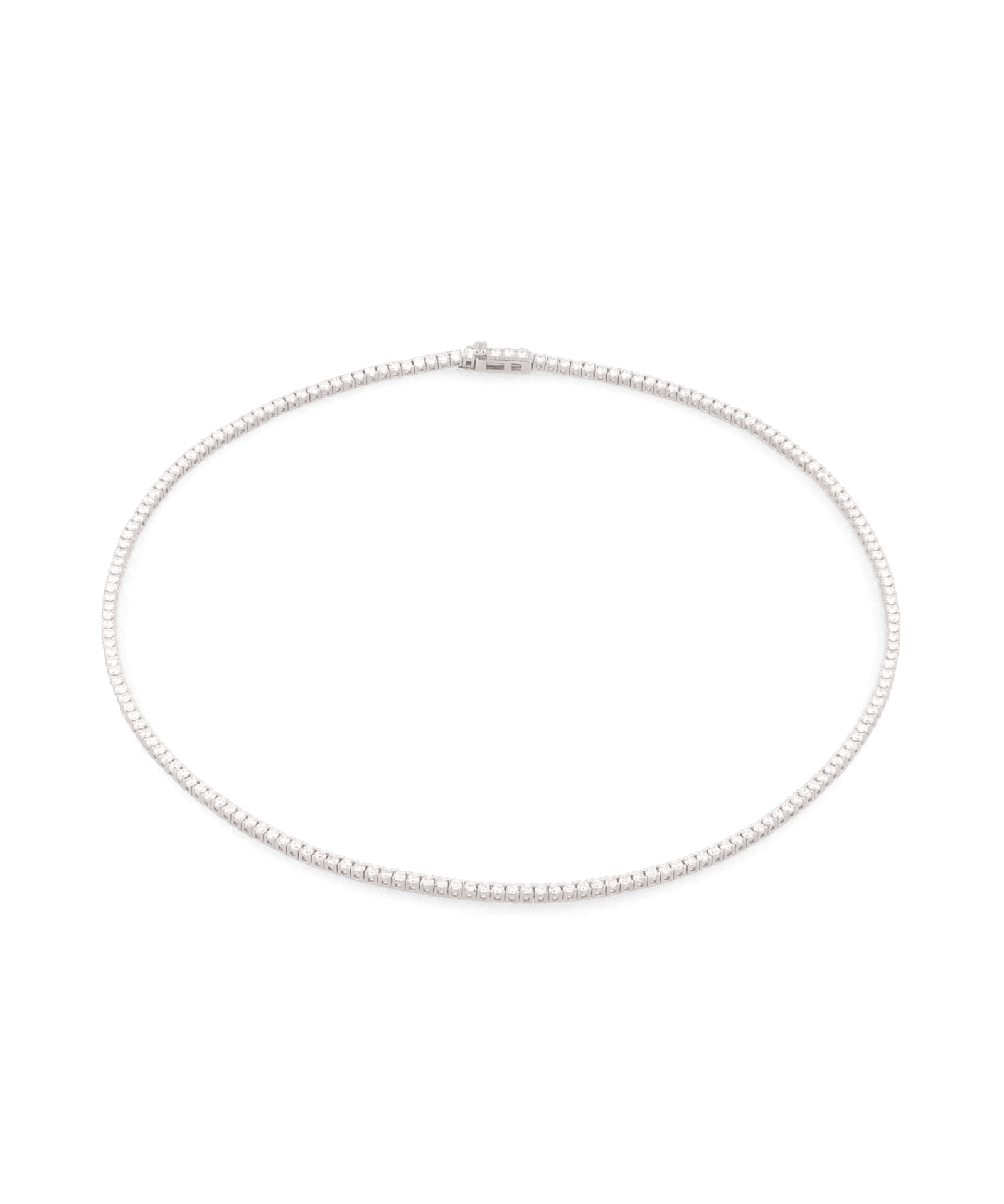 Wimbledon Silver Diamond Tennis Necklace by Lavana Classic Tennis Style with a Secure Clasp