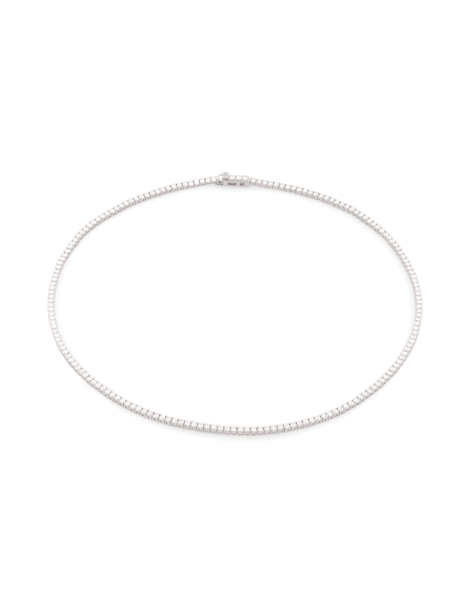 Wimbledon Silver Diamond Tennis Necklace by Lavana Classic Tennis Style with a Secure Clasp