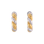 Woven Two Tone Half Hoop Earrings in mixed metal rope design by Lavana