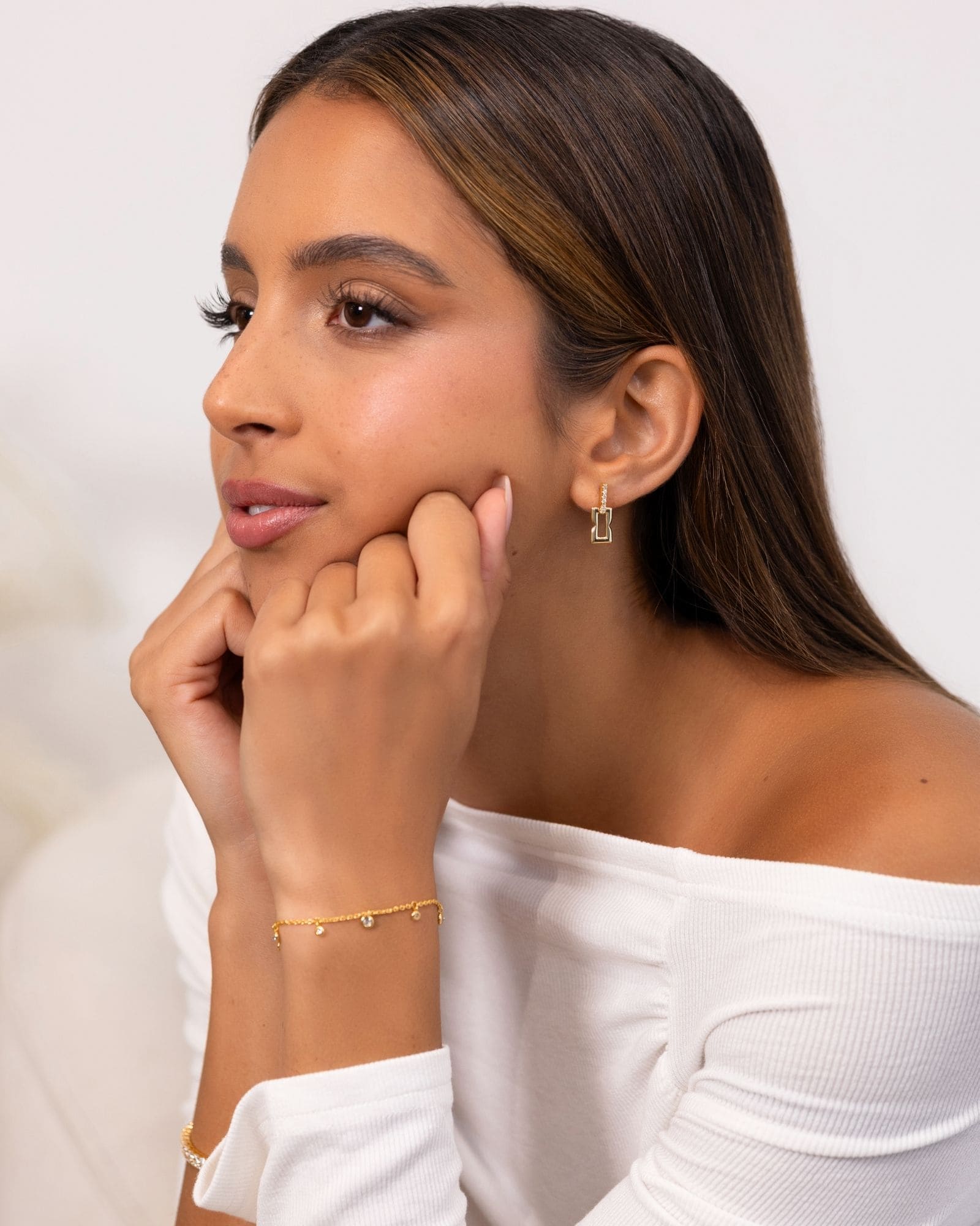 Zenith Gold Diamond Bracelet by Lavana on model lab grown diamond station links
