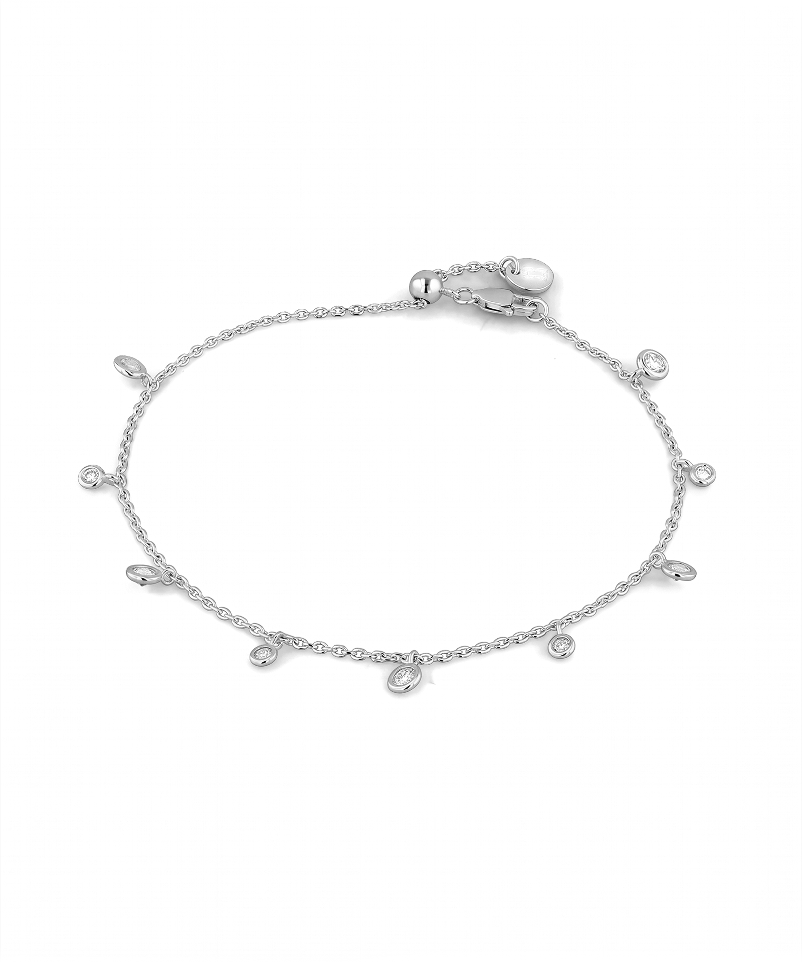 Zenith silver diamond bracelet by Lavana,  lab grown diamond station links